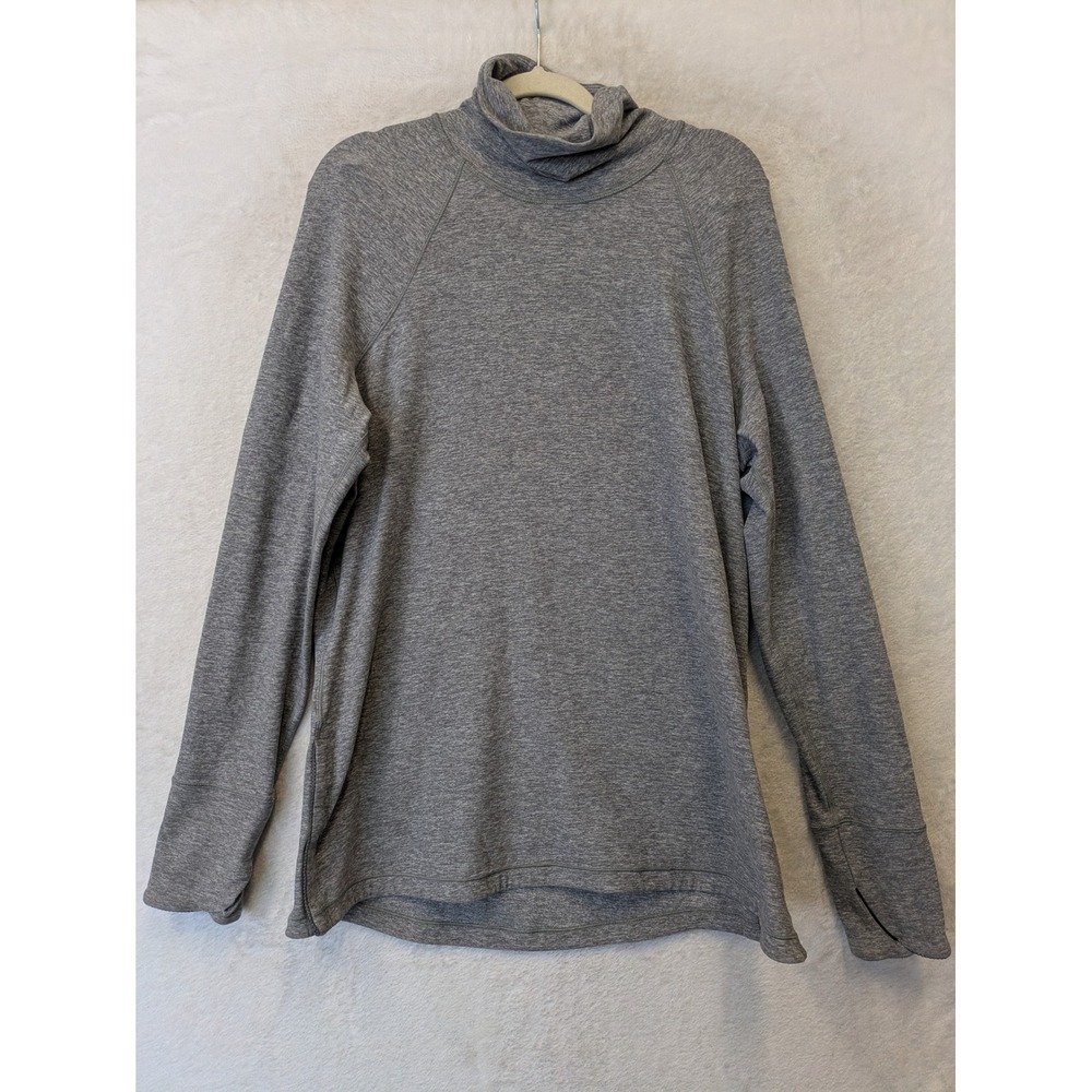 Lululemon Turtleneck Pullover Women\'s 12 Gray Heathered Thumbhole‎